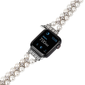 Bracelets de montre en perles de verre à double rangée, charme tendance, pour femmes et filles, bracelets de montre en perles pour <span class=keywords><strong>Apple</strong></span> IWatch, 38/40/<span class=keywords><strong>41</strong></span>/42/44/<span class=keywords><strong>45</strong></span> <span class=keywords><strong>mm</strong></span> - Product Image 2