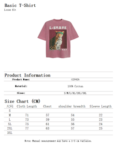 Camiseta de Manga Corta para Hombre con Estampado de Leopardo y Graffiti, 100% Algodón, 250gsm, Marca Americana de Moda, Venta al Por Mayor de Fábrica - Product Image 2