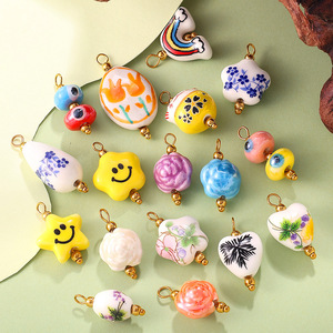 Collar con Colgante de Cerámica, Accesorios de Joyería DIY, Forma Irregular de Dibujos Animados, Regalo para Mujer, Chapado en Acero Inoxidable con Oro de 18K, Creativo - Product Image 2