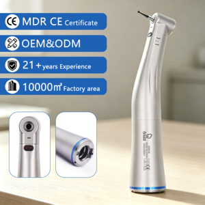 Dentaler Faseroptik 1:1 Winkelstück Edelstahl Niedertouriges Handstück Winkelstück Druckknopf Chirurgisches Handstück für 2,35 mm Bohrer - Product Image 1