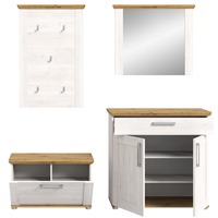 Fabricant de chêne blanc Ensemble de 4 arbres durables pour hall d'entrée avec étagères et tiroirs Tringle à vêtements Armoire à chaussures Banc à chaussures