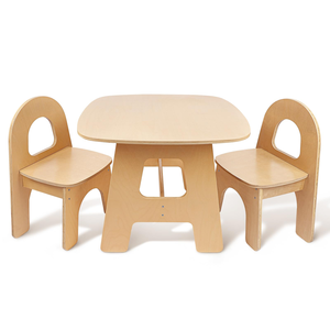 Table en bois de couleur naturelle pour tout-petits avec 2 chaises, ensemble d'activités pour enfants pour l'art, le jeu et l'artisanat, pour les enfants de 1 à 7 ans, chaise à dossier arrondi - Product Image 1