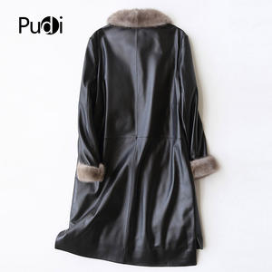 Cappotto Giacca A27953 in Vera Pelle di Pecora e <span class=keywords><strong>Piumino</strong></span> d'Anatra da Donna Invernale Caldo con Collo in Pelliccia di Visone Pelle Genuina Vintage <span class=keywords><strong>Trench</strong></span> Sottile a Maglia - Product Image 2