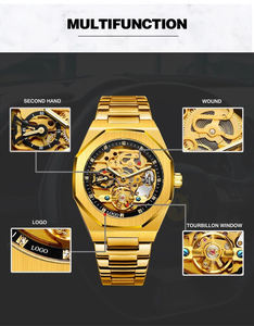 ओम चांदी स्वचालित घड़ी 3 डी खोखली पुरुषों की कलाई घड़ी सैपफायर क्रिस्टल चमकदार घड़ियों मोनोट्रे - Product Image 4