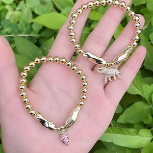 <span class=keywords><strong>Bracelet</strong></span> en perles de cuivre CH-LAT0443 avec breloque éléphant/carotte <span class=keywords><strong>bracelet</strong></span> poivre plaqué or chaîne <span class=keywords><strong>girafe</strong></span> émail bijoux en gros - Product Image 1