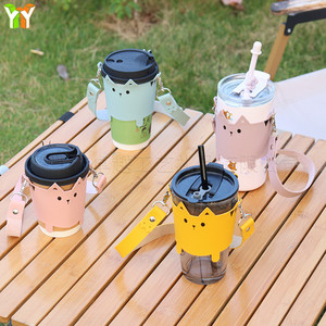ปลอกแก้วลายการ์ตูนแมวสุดสร้างสรรค์ ปลอกแก้วกาแฟกันความร้อนแบบพกพา ปลอกแก้วชานมแบบพกพาสำหรับใช้กลางแจ้ง - Product Image 1