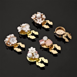 Luxury Floral Pearl Flower Butterfly <b>Button</b> Clip Metal Rhinestone <b>Button</b> For Women Clothing Decoration - Product Image 2