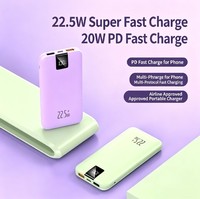 Batterie externe 22,5W PD20W à charge rapide, série de couleurs vives, affichage numérique, mini, grande capacité, approuvée par les compagnies aériennes, logo personnalisé