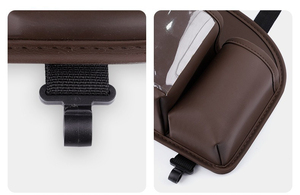 Carclean Neueste Luxus-Autositz-Rückentasche aus PU-Leder mit 3 Fächern, Haken und Multifunktions-Getränkehalter - Product Image 6