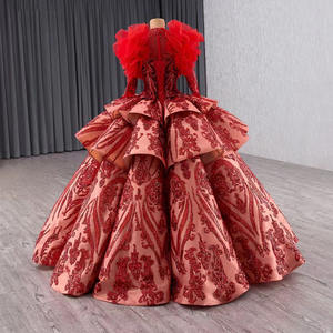 Jancember 241133 Chic rouge musulman paillettes robe de bal robes de soirée pour la fête - Product Image 3