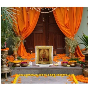 Marco Acrílico Dorado con Figura de Durga de 3 Pulgadas, Mini Ídolo de Ganesh para el Tablero del Auto, Decoración del Hogar, Regalo para Pooja y Decoración del Templo - Product Image 2