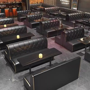 Conjunto de Sillas y Sofá Seccional de Cuero Estilo Retro con Mesa para Muebles de Restaurante Comercial, Cafetería, Bistro, Proyectos Hoteleros - Product Image 3