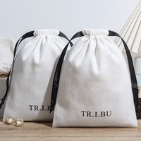 Pochette en coton sergé réutilisable avec logo personnalisé, sacs à cordon en coton pour vêtements et chaussures