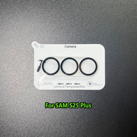 Verre d'appareil photo 3D pour Samsung S21 S22 S23 S24 S25 HD Film protecteur d'écran en soie trempé imprimé noir
