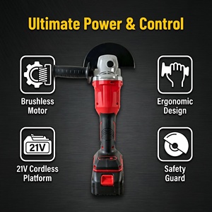 מטחנת זווית אלחוטית 20V ללא פחמים, מקצועית לתעשייה, 125 מ\"מ, מהירות משתנה 500-3500RPM, 900W, לחיתוך וליטוש - Product Image 2