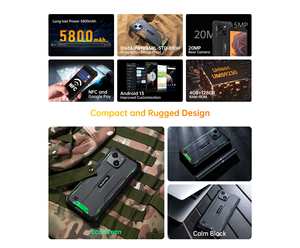 Diseño Compacto OUKITEL WP32 5.93'' HD+ Android 13 Teléfono Resistente NFC Octa Core 5800mAh 20MP Cámara Trasera T606 Teléfono Móvil 4GB 128GB - Product Image 5