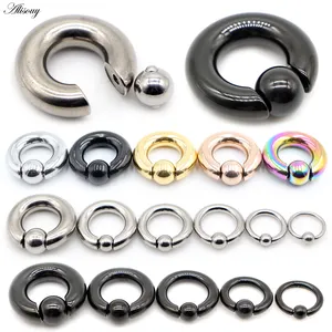 Alisouy 1PC Big Stainless Steel Captive Hoop BCR Eyebrow Tragus Closure Nipple Bar Lips Nose Rings Ear Piercing Body Jewelry