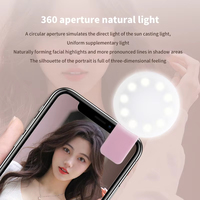 Lampu lensa ponsel klip isi ulang USB, lampu cincin Mini klip kecil peredupan tiga berhenti