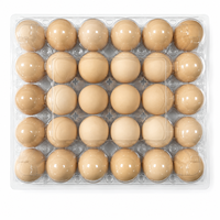 Barquette à œufs en plastique à 30 alvéoles, en PET de qualité alimentaire, transparente, avec couvercle intégré, empilable, antichoc, compatible MOBA/SANOVO, personnalisable