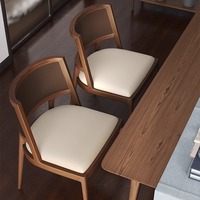 Chaise de salle à manger en bois massif, chaise en rotin décontractée avec sac souple pour hôtel et restaurant, chaise en rotin simple de style nordique