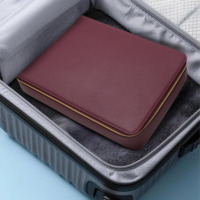 Organisateur de vêtements en cuir PU de luxe avec sac intérieur amovible, grande capacité, cubes de rangement séparables pour articles de toilette