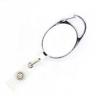Porte-badge rétractable de couleur unie avec mousqueton et clip ceinture en métal, avec cadre métallique