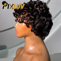 Perruques Chioma en cheveux humains brésiliens vierges Remy bruts, bouclées, coupe Pixie, 13x4, complètes, pour les fournisseurs de perruques Lace Frontal