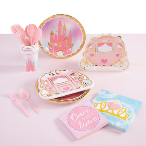 DAMAI - Juego de Vajilla Desechable para Fiesta de Princesas, Diseño de Castillo, Platos de Papel para Fiesta de Cumpleaños - Product Image 1