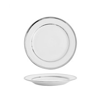 Assiette en céramique blanche personnalisée avec logo pour restaurant, 6/8/10 pouces, bord doré, assiette en porcelaine ronde, assiettes de présentation pour la décoration de mariage et de fête