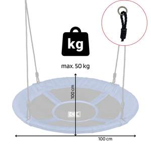 Columpio de nido KETTLER azul, 100cm de diámetro, impermeable para exteriores, asiento de columpio ajustable en altura, 50kg de carga máxima - Product Image 3