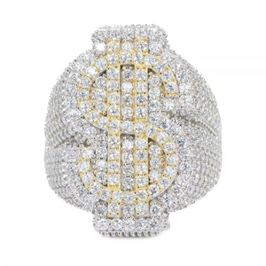High Quality Fine Jewelry <b>Ring</b> Fully Iced Dollar Sign VVS Moissanite Diamond <b>Ring</b> Two Tone Hip Hop <b>Ring</b> <b>for</b> <b>Men</b> Women - Product Image 6