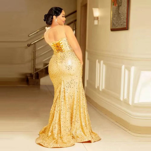 <strong>Arabic</strong> Mermaid Evening <strong>Dresses</strong> O Neck Lace up Closure Sequined Beading 3D Floral <strong>Women</strong> Wedding Party Celebrity Gowns Customized - Product Image 2