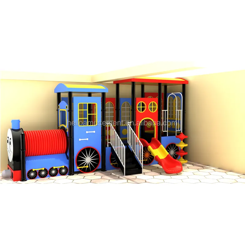 幼稚園のための遊び場屋外プレイスペースを登る古典的な電車の子供たち