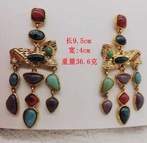 凯美2025新到时尚女性绿松石几何金属耳环多层女性金色声明耳环女性 - Product Image 6