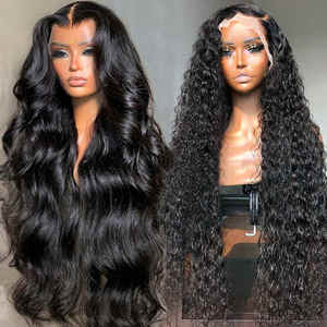 Perruques en cheveux humains bruts cambodgiens bouclés crépus, Lace Frontal, Perruque bob bouclée noire, Perruques <span class=keywords><strong>afro</strong></span> avec closure pour femmes noires - Product Image 1