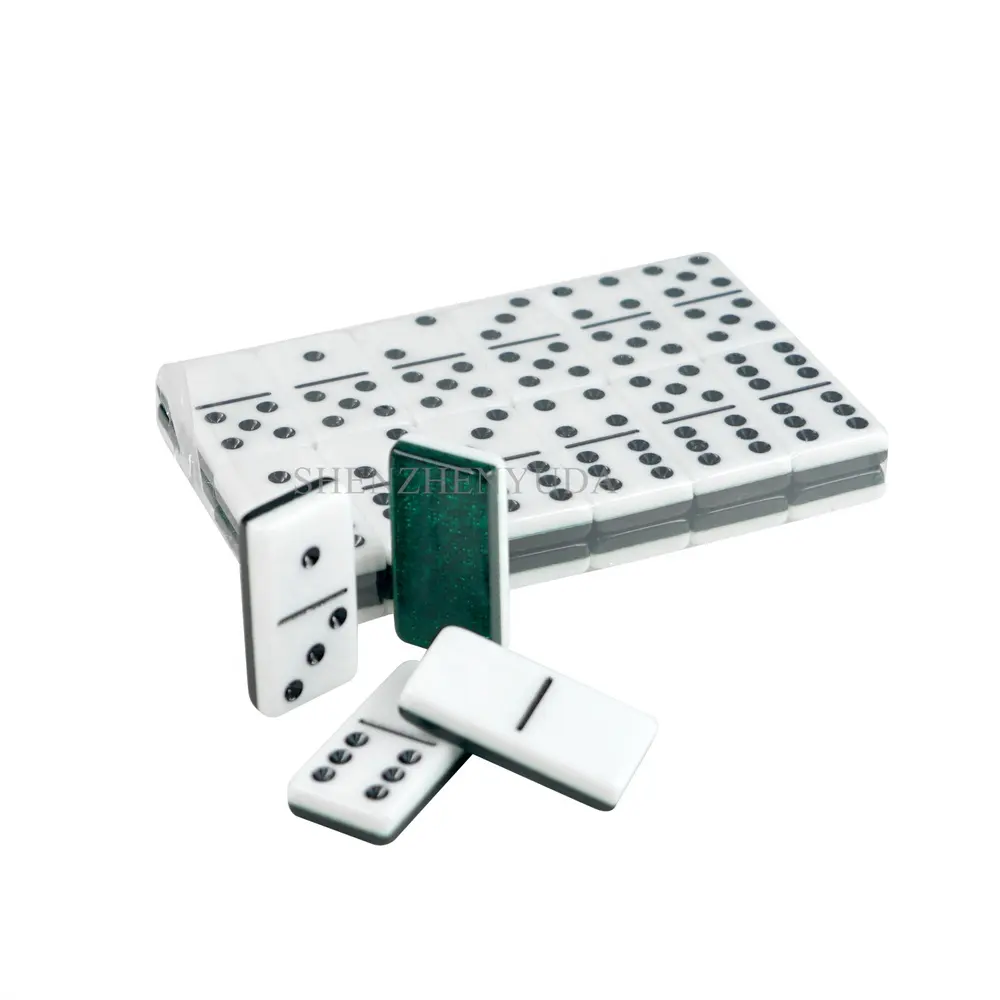 Fast Delivery Dloble 6 Dominoes Game Tournament Professional Size Two Tone Green and White Dominoes Block