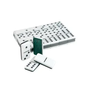 Hızlı teslimat Dloble 6 domino oyunu turnuva profesyonel boyutu iki ton yeşil ve beyaz domino blok
