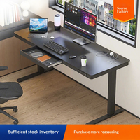 Escritorio Inteligente Multifuncional de Madera con Altura Ajustable por un Solo Motor, con Cajón, Toma de Corriente y Puertos USB/Tipo-C para Computadoras