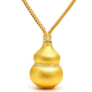 FYXL1294 Elegante y Versátil Collar con Colgante de Calabaza Hecho a Mano, Chapado en Oro, con Cadena de Cuerda, Unisex, Regalo, Aleación - Product Image 1
