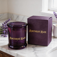 Ventes en gros de pots à bougies vides avec couvercles, 8 oz, 10 oz, 12 oz, pot à bougie en verre transparent brun, boîte cadeau