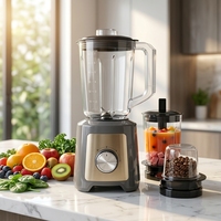 Blender portable en acier inoxydable haute vitesse, moteur 800W, pot de 1,6L, anti-fuite, appareil de cuisine avec 3 vitesses pour usage domestique