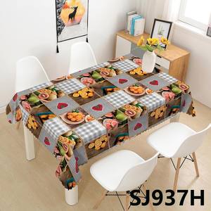 Nappe en PVC à carreaux vintage motif fruits |   Nappe imperméable et anti-taches, facile à nettoyer, avec motif <span class=keywords><strong>grain</strong></span> de bois rétro et bordure en dentelle - Product Image 1