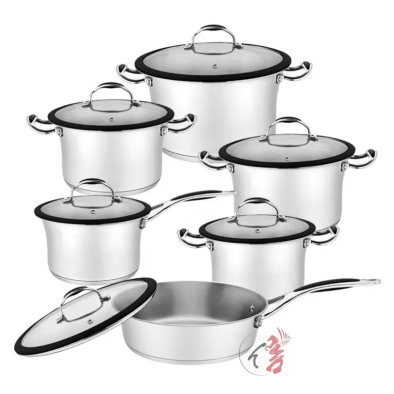 홈 주방 도자기 12pcs 조리기구 세트 요리 냄비 nonstick 조리기구 세트 스테인레스 스틸 냄비 및 팬 세트