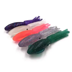 10.5Cm OEM Tùy Chỉnh In Nhỏ Bionic Mực Mềm Nhựa Trolling Câu Cá Lure Bait Saltwater Sáng