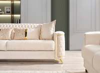 Chaise de canapé très simple de style italien ensemble de salon en cuir Luna 2 pièces ensemble de salon moderne en ivoire ensemble de canapé