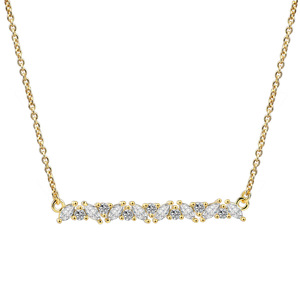 Collier pendentif linéaire en strass pour femme, chaîne en laiton plaqué or 18 carats, bijoux étincelants en oxyde de zirconium, cadeau tendance pour la meilleure amie - Product Image 5