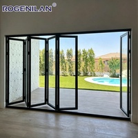 Puertas Plegables de Vidrio Doble Resistentes al Viento, Personalizadas de Fábrica ROGENILAN, Puerta Plegable de Aluminio con Acristalamiento Low-E para Exteriores