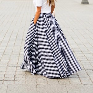 Women Plaid High Waist Midi Skirt <b>Flowy</b> A Line Spring Summer Skirt - Product Image 5