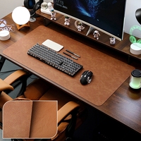 Grand tapis de souris vintage en cuir de vachette, imperméable, résistant aux taches, double face, tapis de bureau, tapis d'ordinateur, tapis de table d'étude