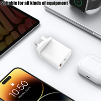 Chargeur rapide GaN 30W PD 3.0 avec ports Type-A+C compatible QC3.0 certifié CE pour téléphones mobiles, montres intelligentes et ordinateurs portables